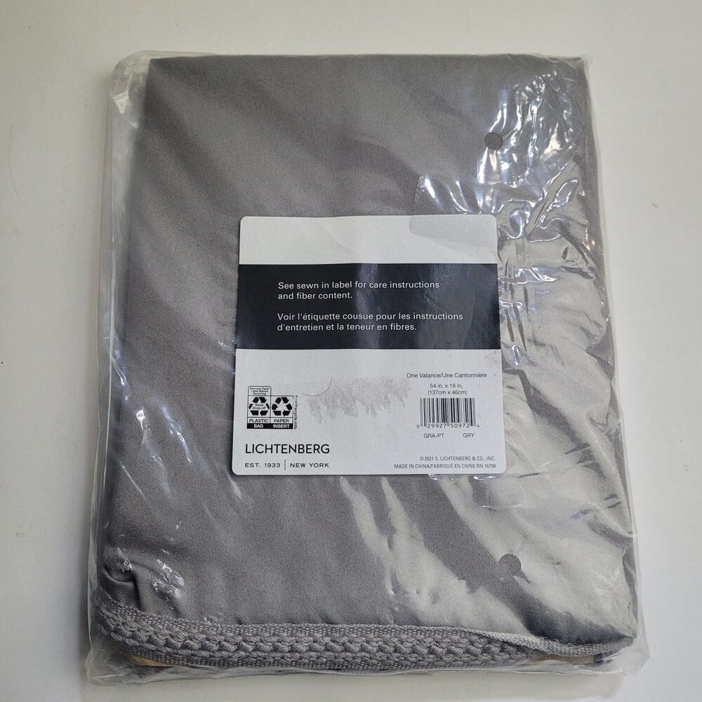 Lichtenberg One Valance Curtain Gray 54in W x  18in